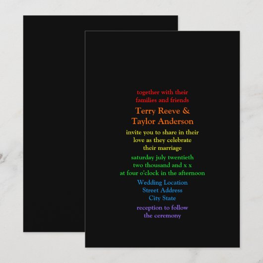 Minimalistisch regenboogkleurig lettertype kaart (Voorkant / Achterkant)