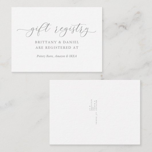 Minimalistisch register van Elegant Script Wedding Informatiekaartje (Voorkant / Achterkant)