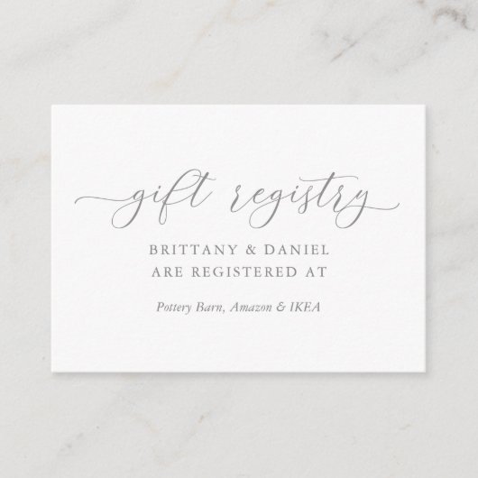 Minimalistisch register van Elegant Script Wedding Informatiekaartje (Voorkant)