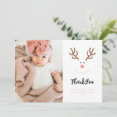 Minimalistisch rendier eerste kerst bedankt feestdagenkaart (Staand voorkant)