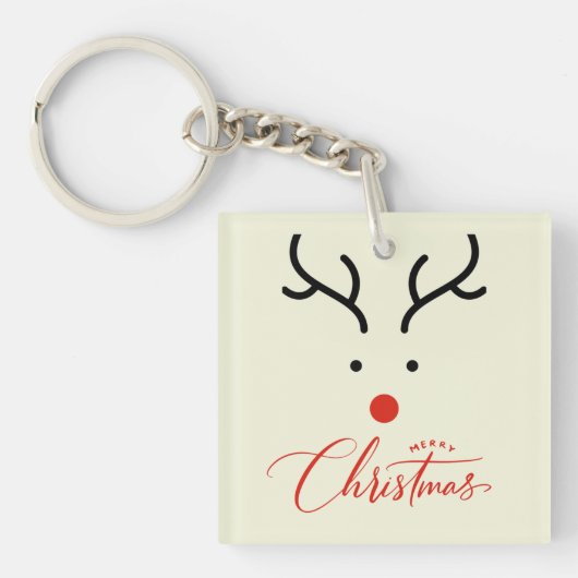 Minimalistisch rendier gezicht kerst Sleutelhanger (voorkant)