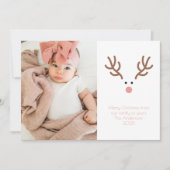 Minimalistisch rendier met rode neus feestdagenkaart (Voorkant)