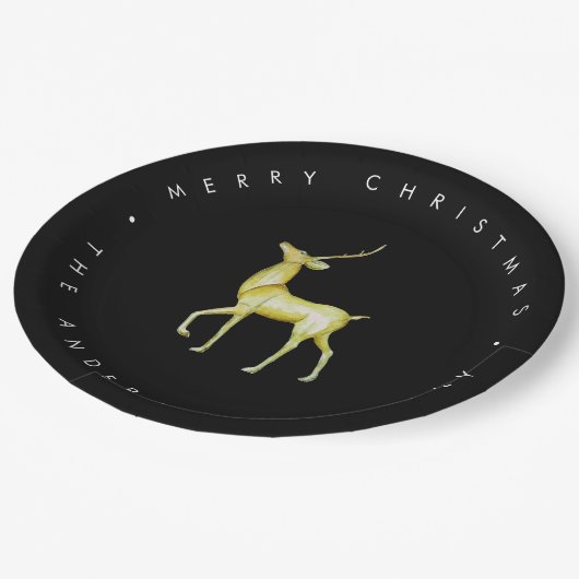 Minimalistisch rendier zwart en wit kerst papieren bordje (Gekanteld)