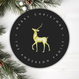 Minimalistisch rendier zwart en wit kerst ronde kartonnen onderzetter