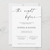 Minimalistisch repetitie diner de avond ervoor kaart (Achterkant)