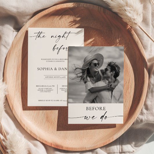 Minimalistisch repetitie diner de avond ervoor kaart