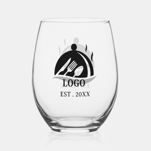Minimalistisch restaurantlogo wijnglas zonder voet (Voorkant)