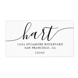 Minimalistisch retouradres van witscriptfamilie etiket