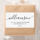 Minimalistisch retouradres van witscriptfamilie etiket (Insitu)