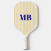 Minimalistisch retro blauw geel gestreept monogram pickleball paddle (Voorkant)