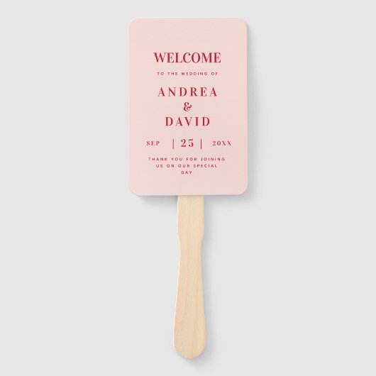 Minimalistisch Retro Bruiloftsprogramma met Vetged Handwaaier (Voorkant)