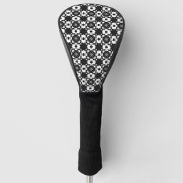 Minimalistisch retro dambordpatroon – Monochroom o Golfheadcover