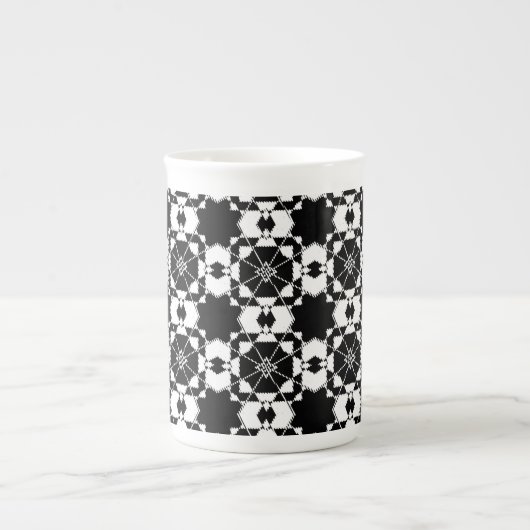 Minimalistisch retro dambordpatroon – monochroom o porselein kop (Voorkant)