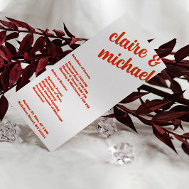 Minimalistisch retro eenvoudig modern huwelijkspro programmakaart