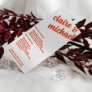 Minimalistisch retro eenvoudig modern huwelijkspro programmakaart