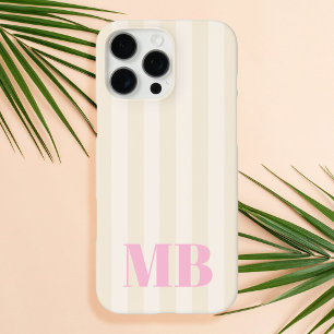 Minimalistisch retro gestreept monogram iPhone 16 pro max hoesje