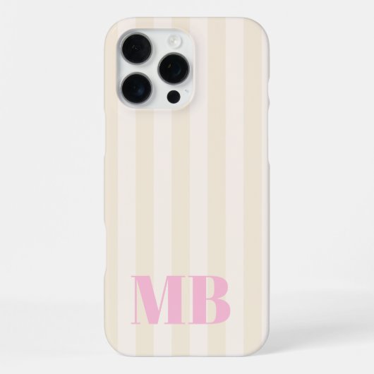 Minimalistisch retro gestreept monogram iPhone hoesje (Achterkant)