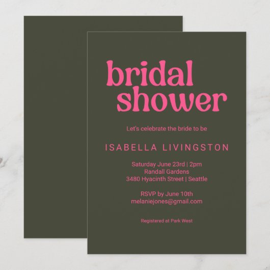 Minimalistisch Retro Groovy Roze Groen Vrijgezelle Kaart (Voorkant / Achterkant)