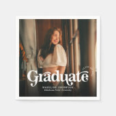 Minimalistisch  Retro Photo Afstuderen Servet (Voorkant)
