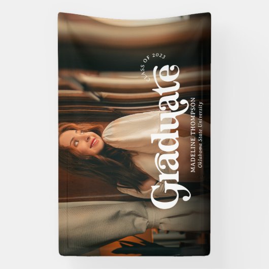 Minimalistisch  Retro Photo Afstuderen Spandoek (Verticaal)