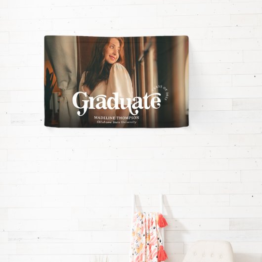 Minimalistisch  Retro Photo Afstuderen Spandoek (Insitu)