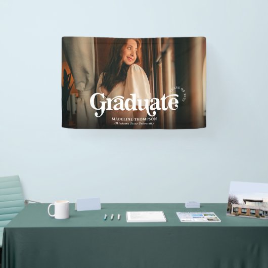 Minimalistisch  Retro Photo Afstuderen Spandoek (Beurs)