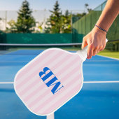 Minimalistisch retro roze blauw gestreept monogram pickleball paddle