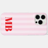 Minimalistisch retro roze rood gestreept monogram Case-Mate iPhone case (Achterkant (horizontaal))