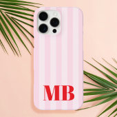 Minimalistisch retro roze rood gestreept monogram Case-Mate iPhone case
