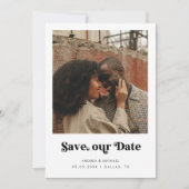 Minimalistisch Retro Script 2 Foto's Bruiloft Webs Save The Date (Voorkant)