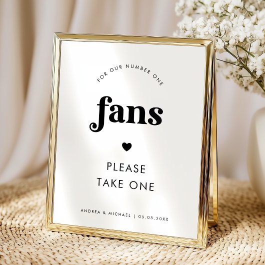 Minimalistisch Retro Script & Hart Bruiloft Waaier Poster