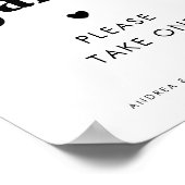 Minimalistisch Retro Script & Hart Fans Trouwbord Poster (Hoek)