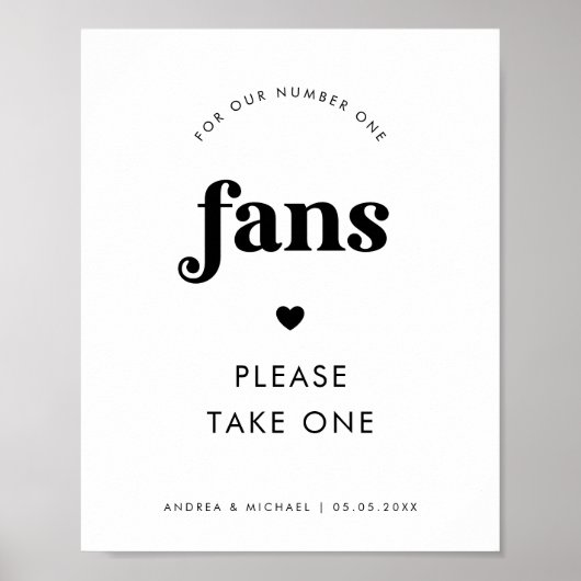 Minimalistisch Retro Script & Hart Fans Trouwbord Poster (Voorkant)