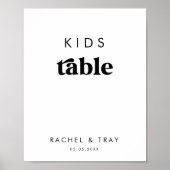 Minimalistisch Retro Script Kinder Tafel Trouwbord Poster (Voorkant)