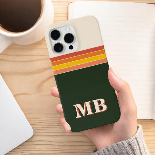 Minimalistisch retro streep Initiaal monogram iPhone 15 Pro Max Hoesje