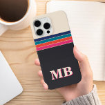 Minimalistisch retro streep Initiaal monogram iPhone 15 Pro Max Hoesje<br><div class="desc">Minimalistische Retro Stripe Initiaal Monogram Telefoonhoes. Creëer uw eigen gepersonaliseerde iPhone Case met aangepaste initiaal naam.</div>