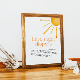Minimalistisch Retro Zon Laat Nacht Luierspel Poster