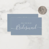 Minimalistisch robuust blauw bruidsvoorstel Kaart Notitiekaartje (Voorkant / Achterkant in situ)