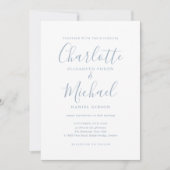 Minimalistisch robuust blauw handschrift bruiloft kaart (Voorkant)