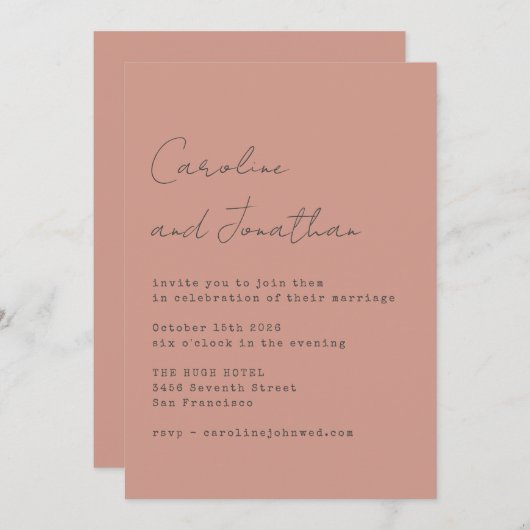 Minimalistisch robuust Roos voor schrijfmachine Kaart (Voorkant / Achterkant)