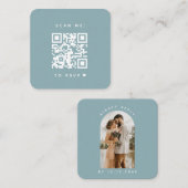 Minimalistisch robuuste blauwe Arch Qr-code RSVP C Informatiekaartje (Voorkant / Achterkant)