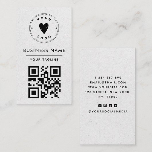 Minimalistisch roestkraft Voeg uw eigen Qr-code B Visitekaartje (Voorkant / Achterkant)