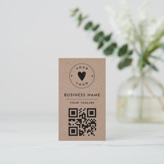Minimalistisch roestkraft Voeg uw eigen Qr-code B Visitekaartje (Staand voorkant)