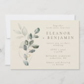 Minimalistisch roestvrij bruin botanisch huwelijk kaart (Voorkant)