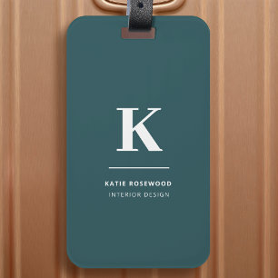 Minimalistisch roken Groene Moderne Initiaal Bagagelabel