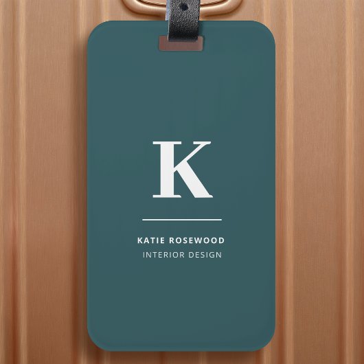 Minimalistisch roken Groene Moderne Initiaal Bagagelabel