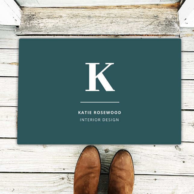 Minimalistisch roken Groene Moderne Initiaal Deurmat (Creator heeft geüpload)