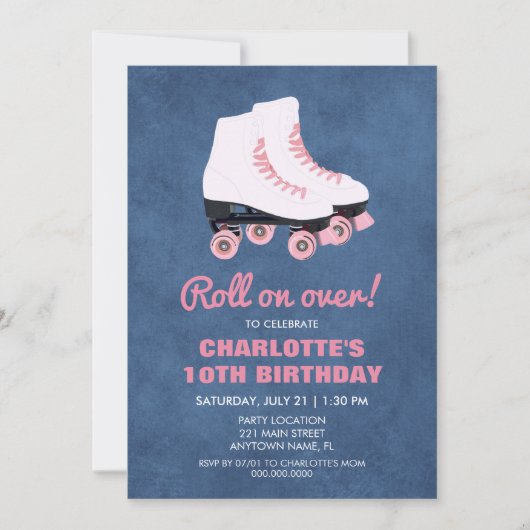 Minimalistisch Roller Skate Meisje Verjaardagsfees Kaart (Voorkant)