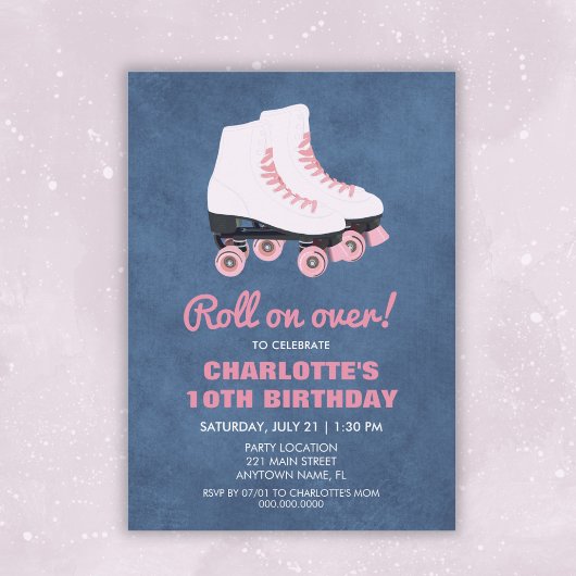 Minimalistisch Roller Skate Meisje Verjaardagsfees Kaart