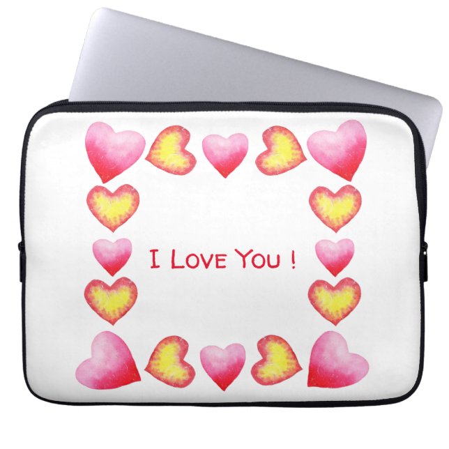 Minimalistisch romanticus Ik hou van je Valentijns Laptop Sleeve (Voorkant)